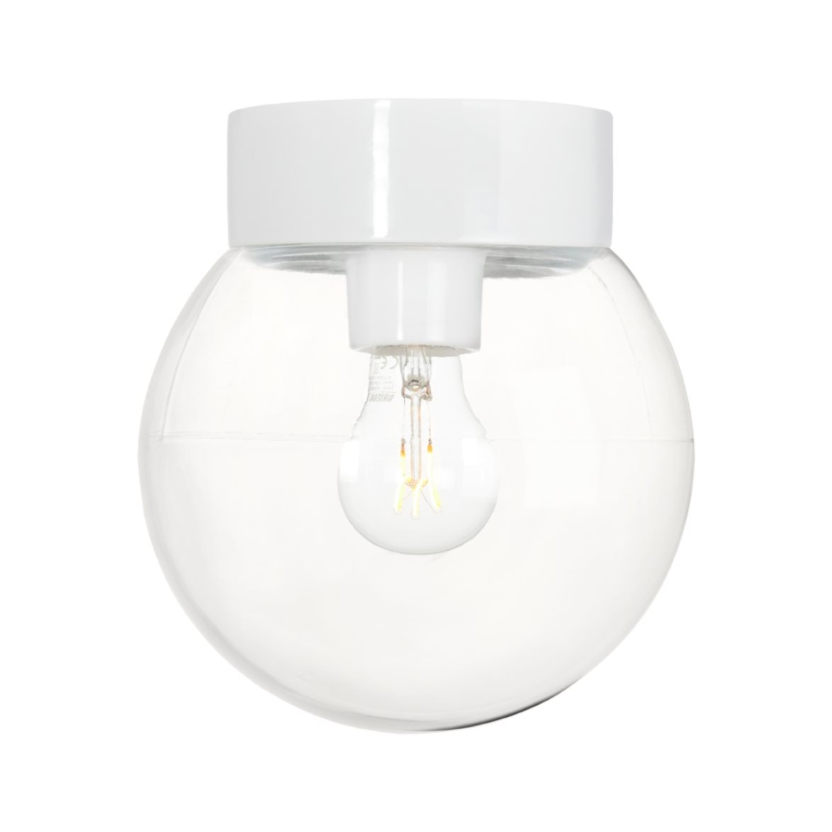 IFÖ Electric Plafond/vägg Classic Glob klarglas Ø200 rak vit | Badrumsbelysning - Taklampor badrum | Lampspecialisterna