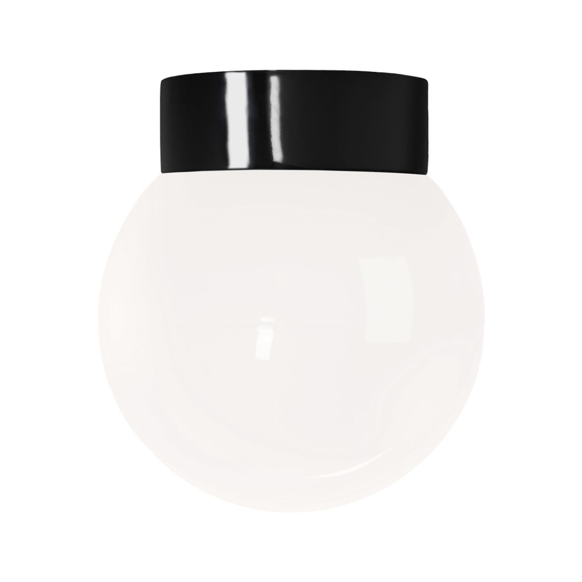 IFÖ Electric Plafond/vägg Classic Glob blankt opalglas Ø200 rak svart | Badrumsbelysning - Taklampor badrum | Lampspecialisterna