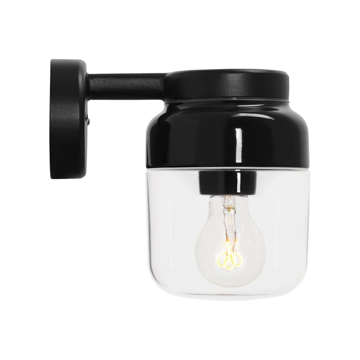 IFÖ Electric Ohm vägglampa 140 klarglas H205 svart | Badrumsbelysning - Vägglampor badrum | Lampspecialisterna