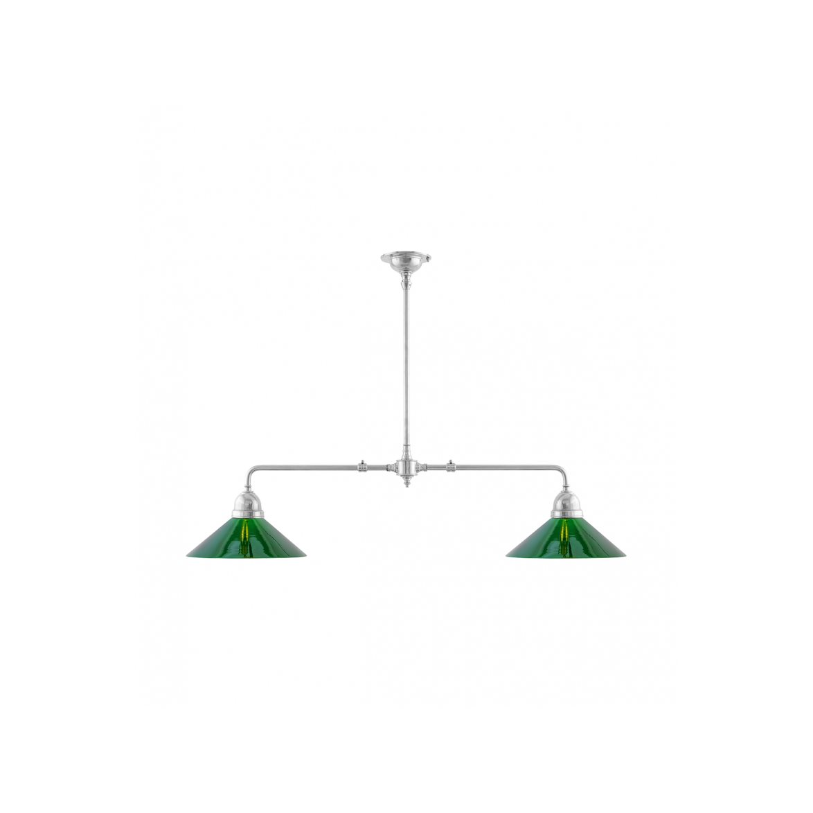Karlskrona Lampfabrik Tegnér Spelbordslampa, förnicklad mässing/Skomakarskärm grön | Inomhusbelysning - Taklampor - Linjära taklampor | Lampspecialisterna