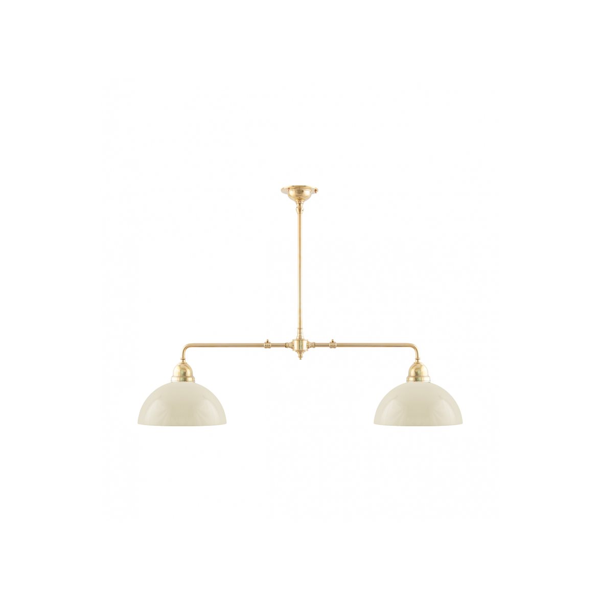 Karlskrona Lampfabrik Tegnér Spelbordslampa, polerad mässing/Kupol benvit | Inomhusbelysning - Taklampor - Taklampor hängande | Lampspecialisterna
