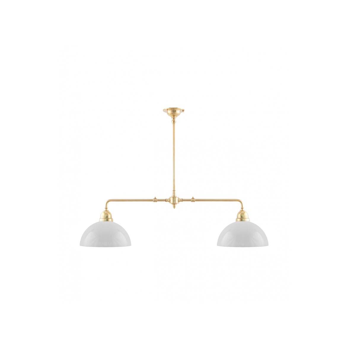 Karlskrona Lampfabrik Tegnér Spelbordslampa, polerad mässing/Kupol vit | Inomhusbelysning - Taklampor - Linjära taklampor | Lampspecialisterna