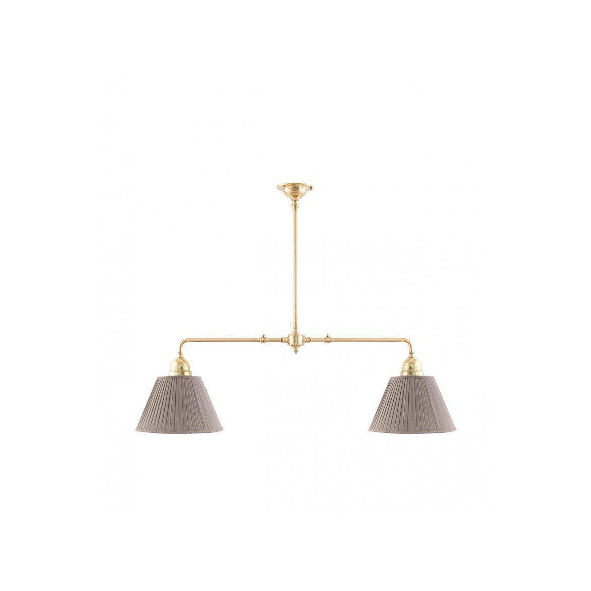 Karlskrona Lampfabrik Tegnér Spelbordslampa, polerad mässing/Textil beige | Inomhusbelysning - Taklampor - Linjära taklampor | Lampspecialisterna