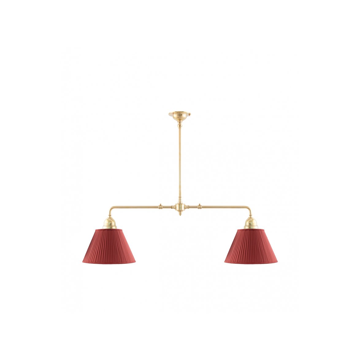 Karlskrona Lampfabrik Tegnér Spelbordslampa, polerad mässing/Textil röd | Inomhusbelysning - Taklampor - Linjära taklampor | Lampspecialisterna