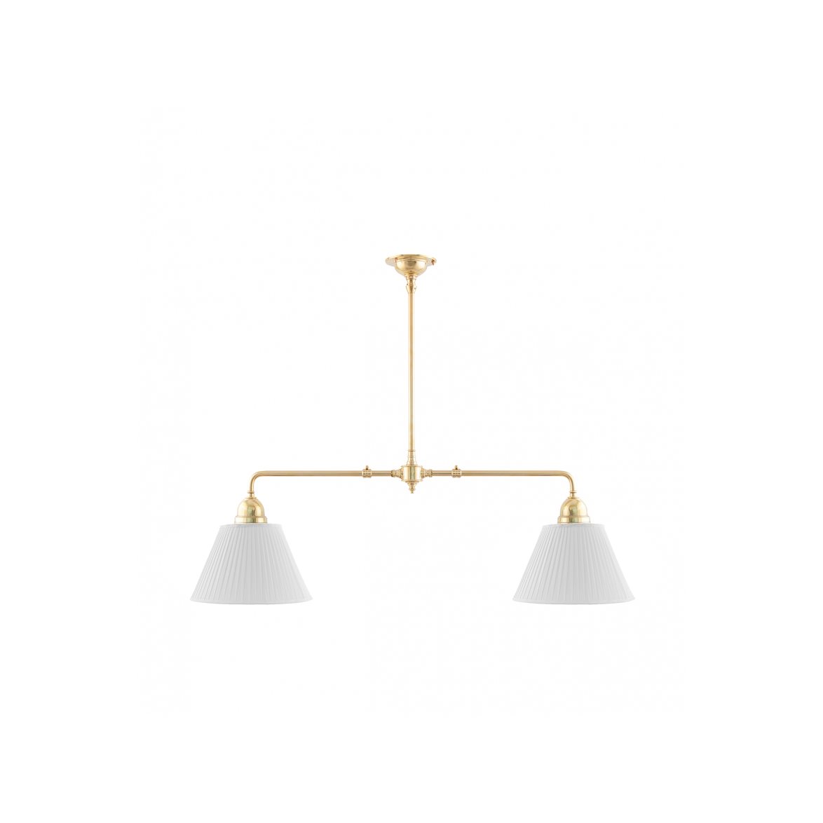 Karlskrona Lampfabrik Tegnér Spelbordslampa, polerad mässing/Textil vit | Inomhusbelysning - Taklampor - Linjära taklampor | Lampspecialisterna