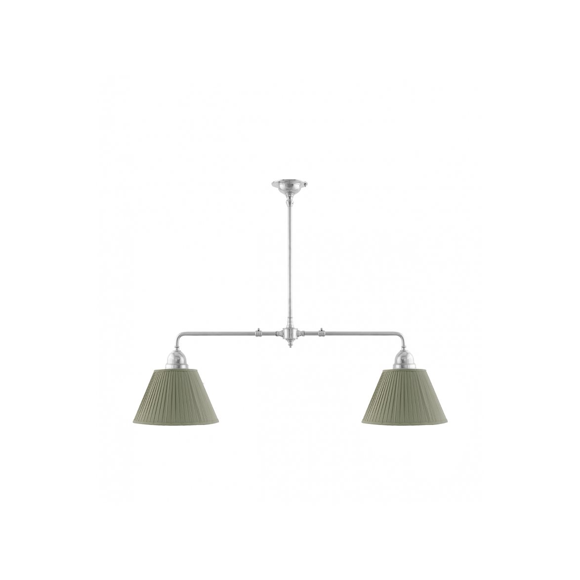 Karlskrona Lampfabrik Tegnér Spelbordslampa, förnicklad mässing/Textil olivgrön | Inomhusbelysning - Taklampor - Linjära taklampor | Lampspecialisterna