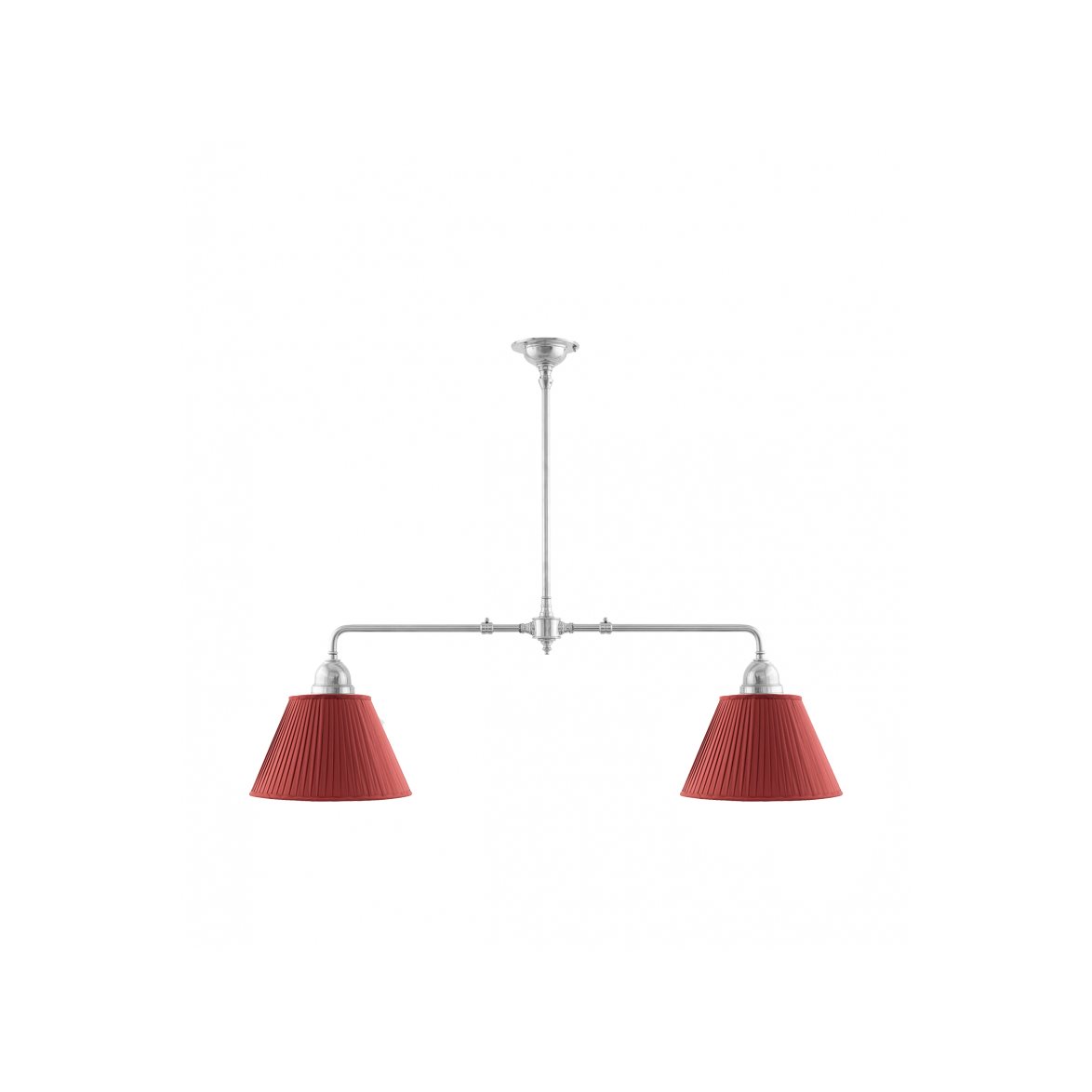 Karlskrona Lampfabrik Tegnér Spelbordslampa, förnicklad mässing/Textil röd | Inomhusbelysning - Taklampor - Linjära taklampor | Lampspecialisterna