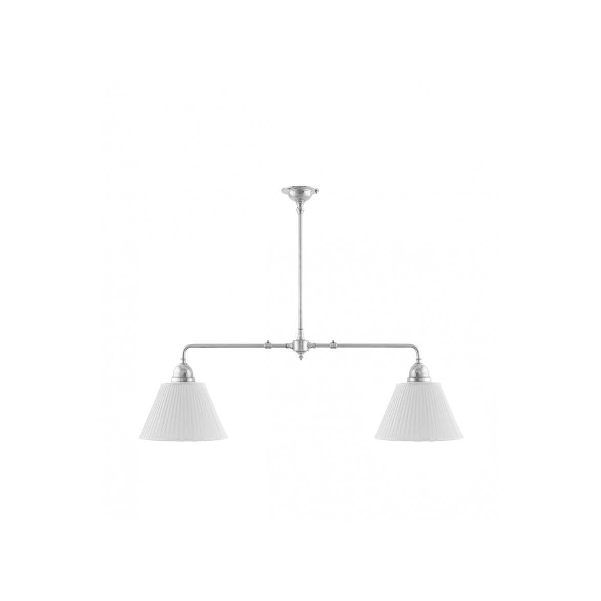 Karlskrona Lampfabrik Tegnér Spelbordslampa, förnicklad mässing/Textil vit | Inomhusbelysning - Taklampor - Linjära taklampor | Lampspecialisterna