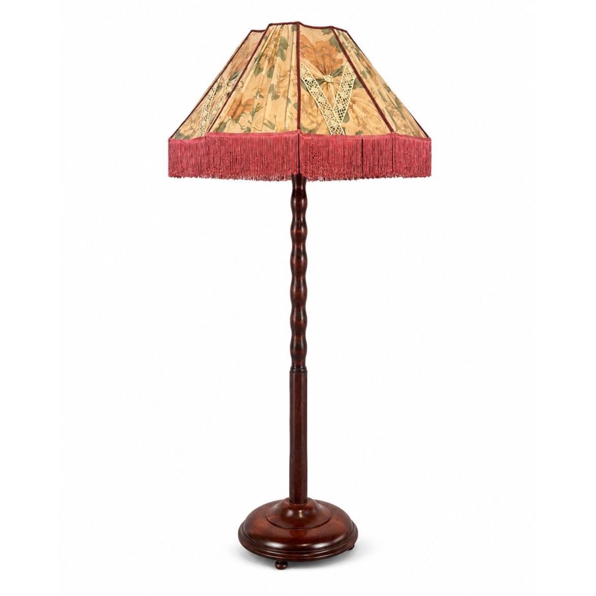 Vintage by Bright 1-2-3 Golvlampa Brun/Rosa, Trä & Textil 150cm | Inomhusbelysning - Vintagelampor - Golvlampor Vintage | Lampspecialisterna
