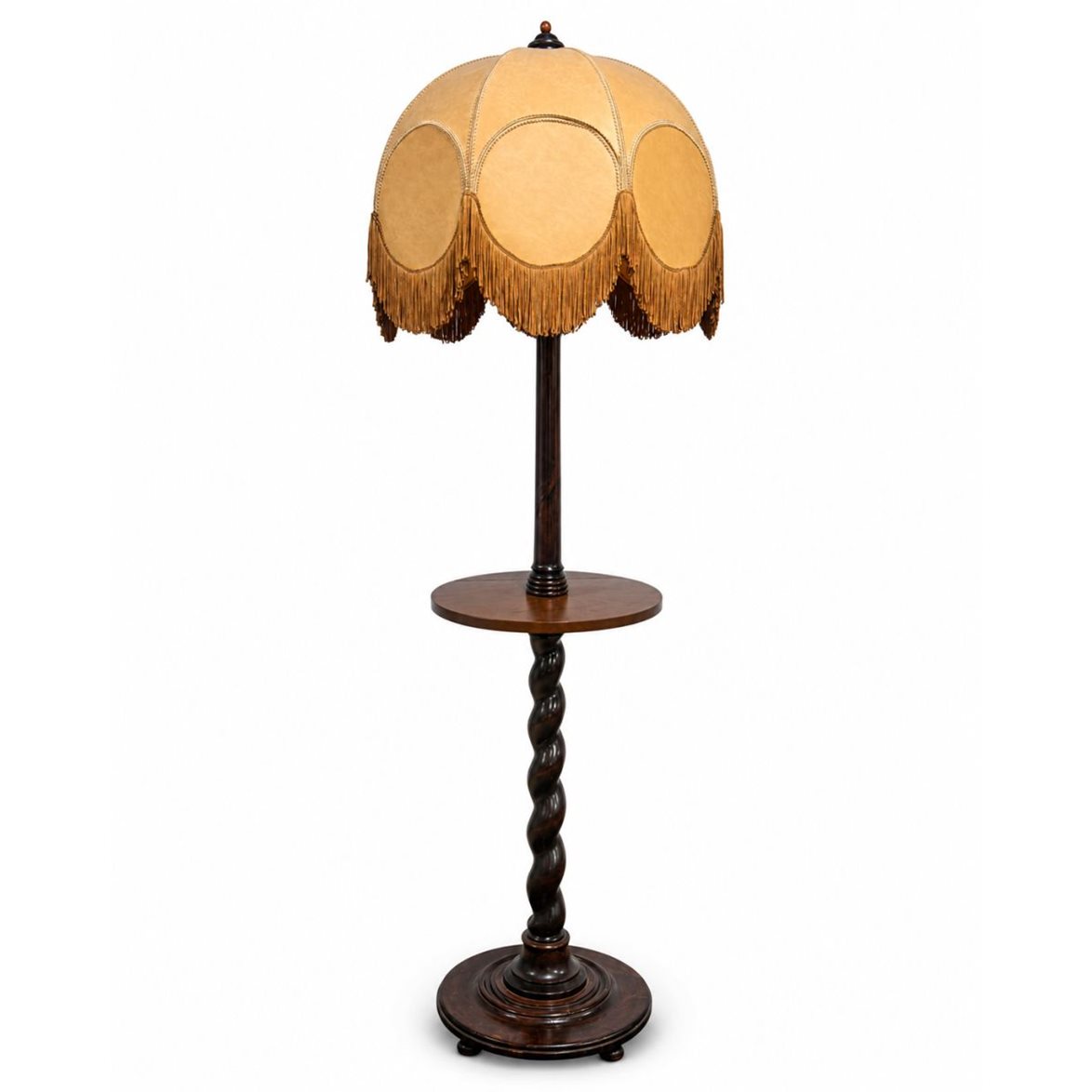Vintage by Bright 1-2-3 Golvlampa Brun/Gul, Tr&auml; & L&auml;der 170cm