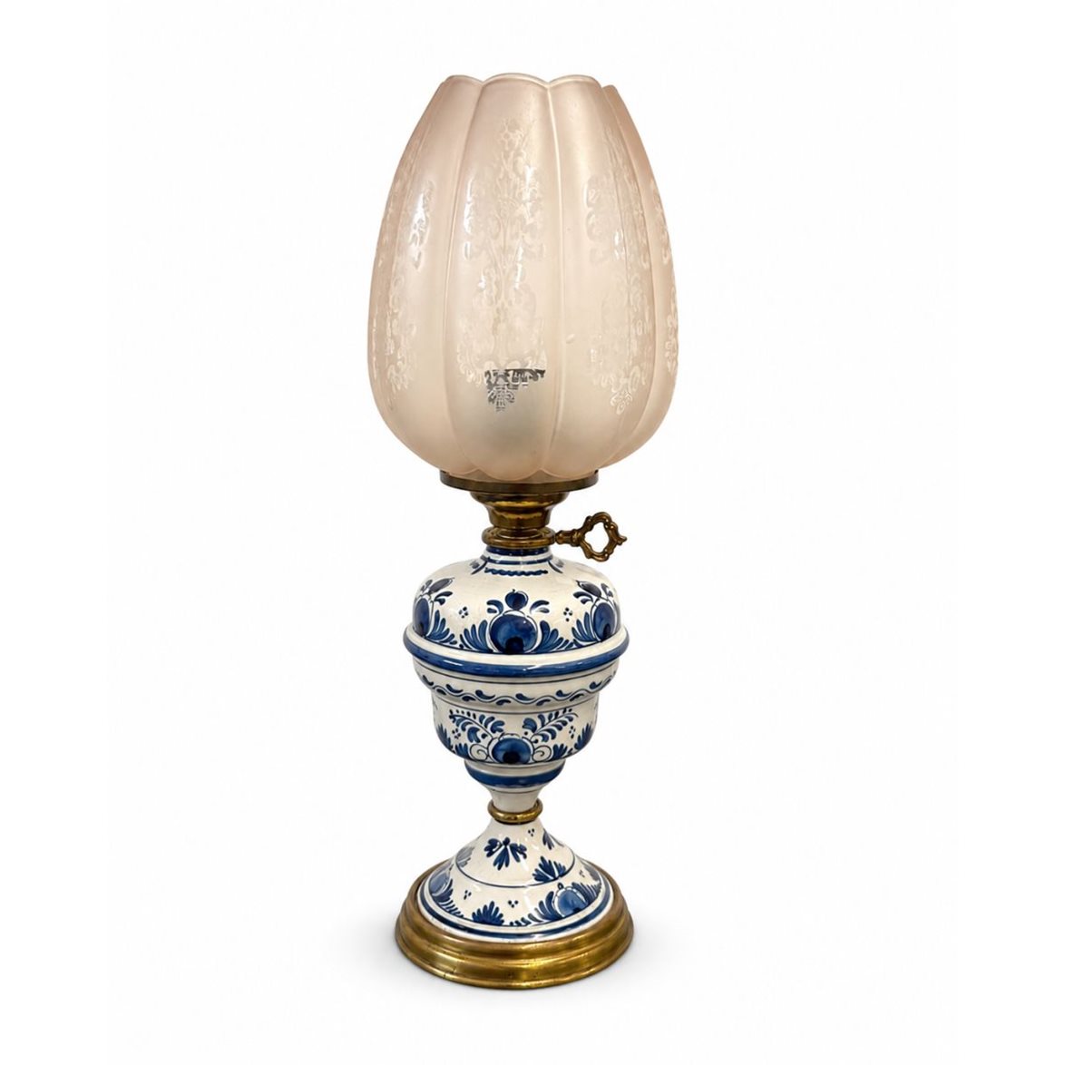 Vintage by Bright 1-2-3 Lampfot Blå/Vit/Rosa, Porslin & Glas 47cm