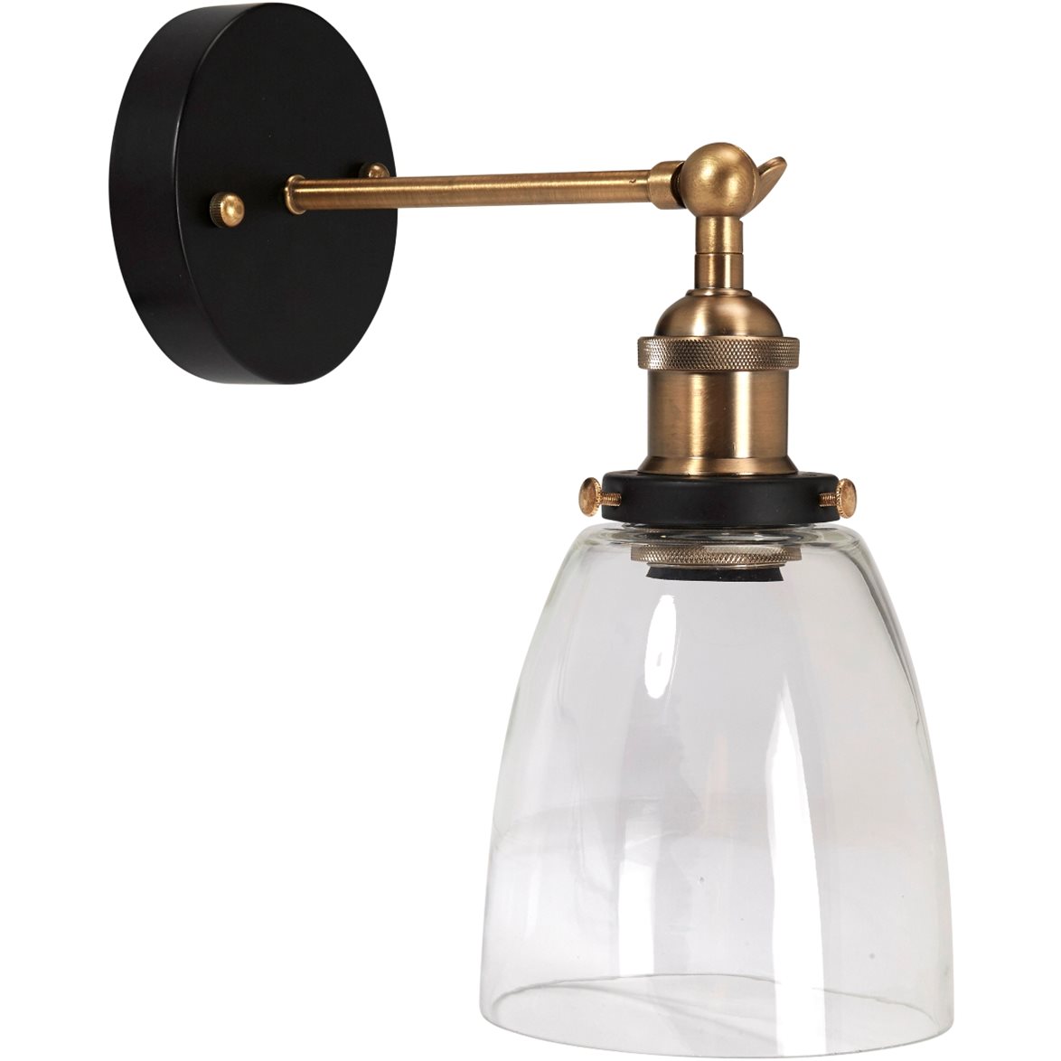 PR Home Kappa vägglampa Svart/mäss Klar 14cm | Badrumsbelysning | Lampspecialisterna