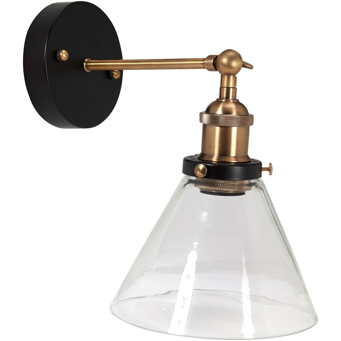 PR Home Lambda vägglampa Svart/mäss Klar 18cm | Badrumsbelysning | Lampspecialisterna