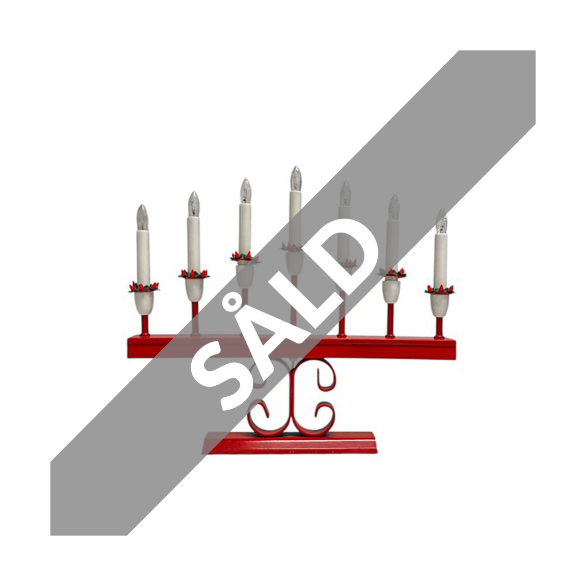 Vintage by Bright 1-2-3 Elljusstake Röd Metall 7arm, 32 cm