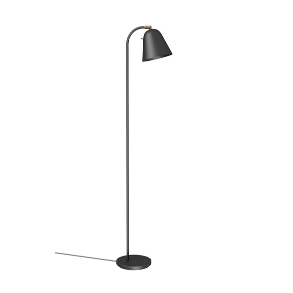 Golvlampa Alva struktursvart/rå mässing