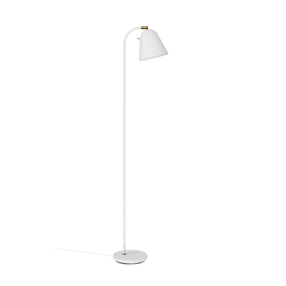 Golvlampa Alva strukturvit/rå mässing