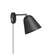 Vägglampa Alva struktursvart/rå mässing