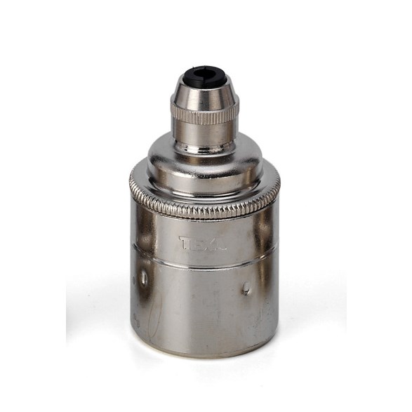 Lamphållare E27 nickel inkl. dragavlastare