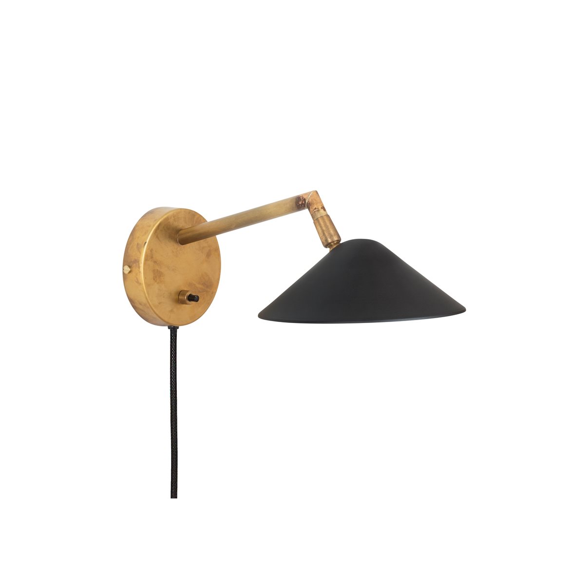 Grenverk vägglampa, råmässing/mattsvart