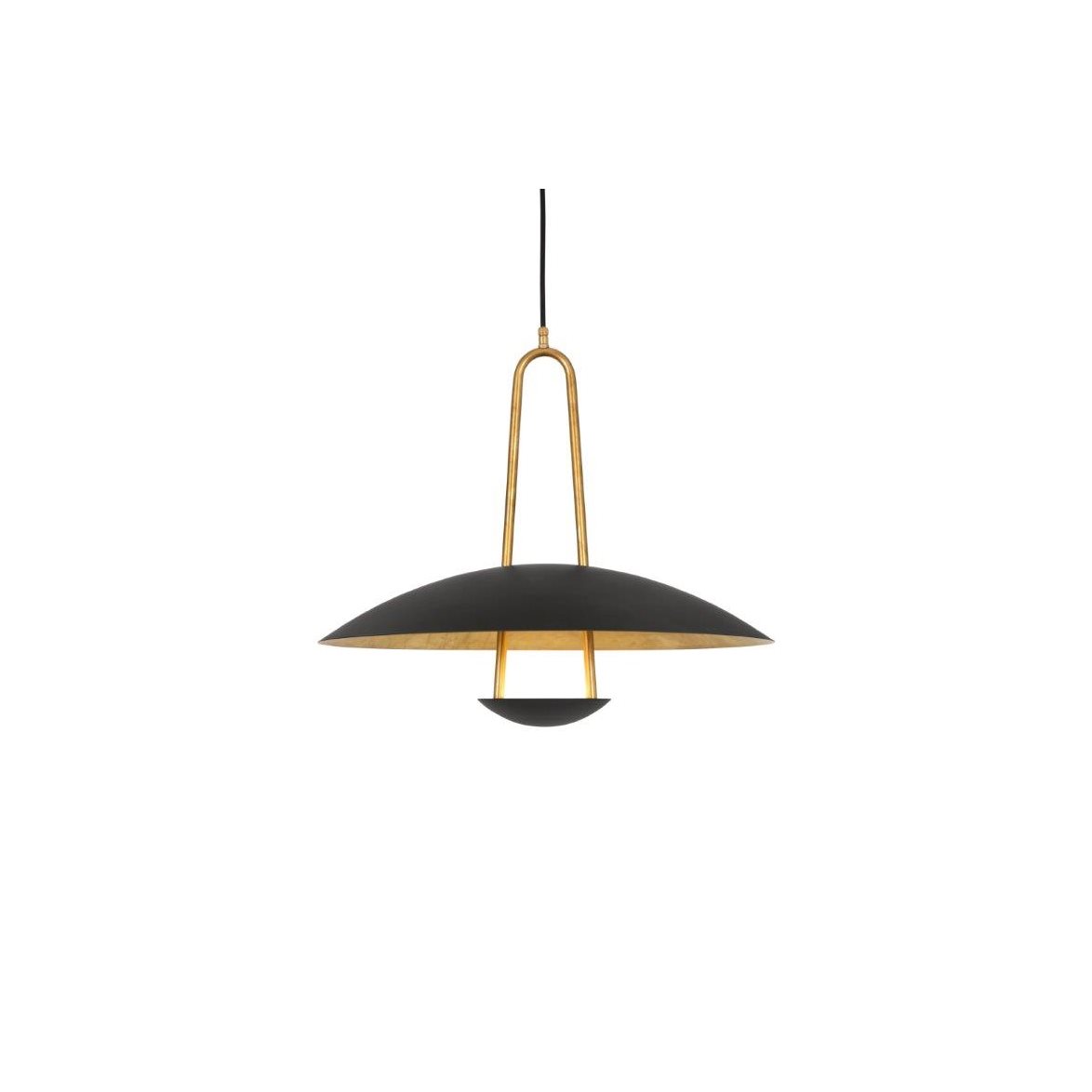 Satellit taklampa, mattsvart/råmässing 55cm