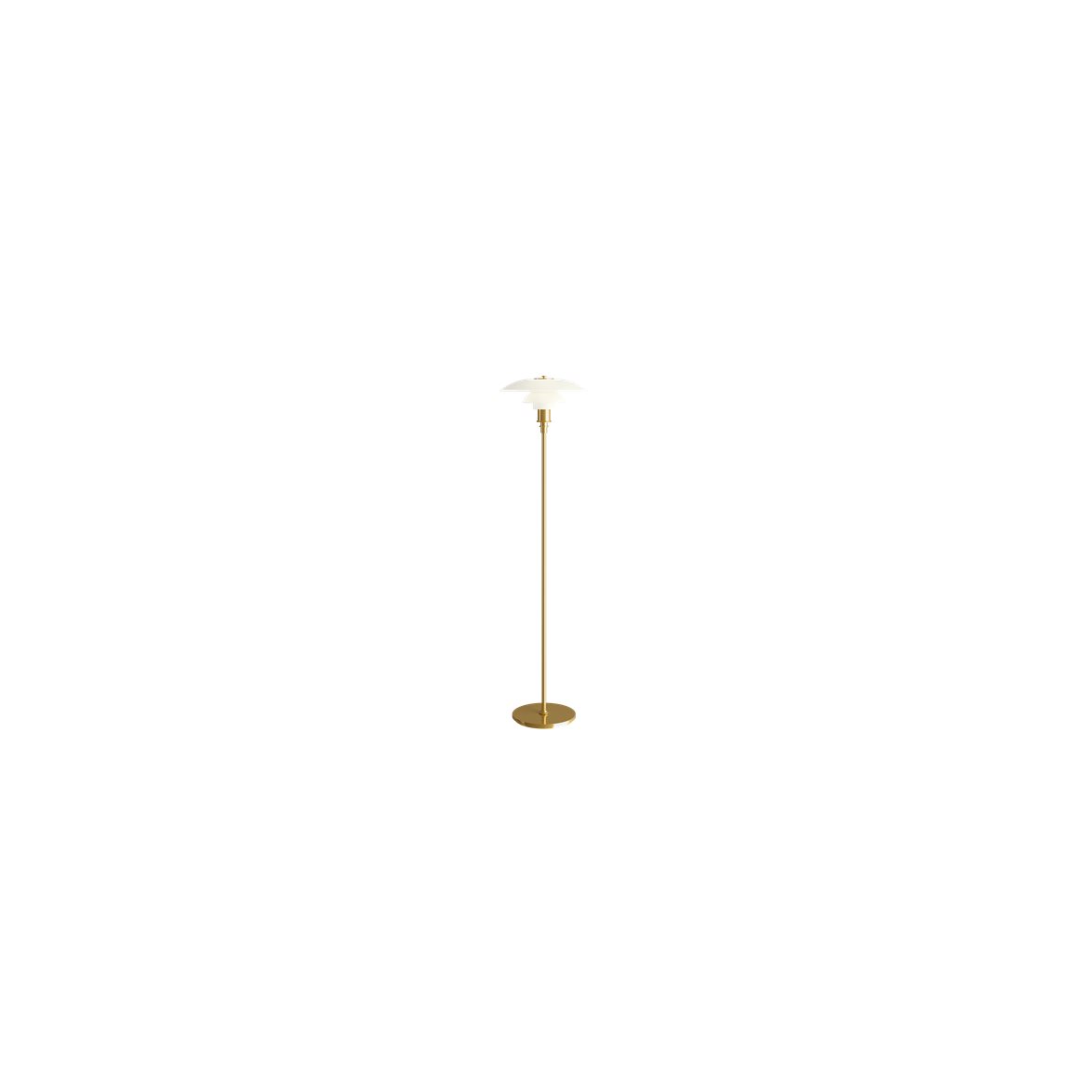 PH 3½-2½ golvlampa, mässing/opal 130cm