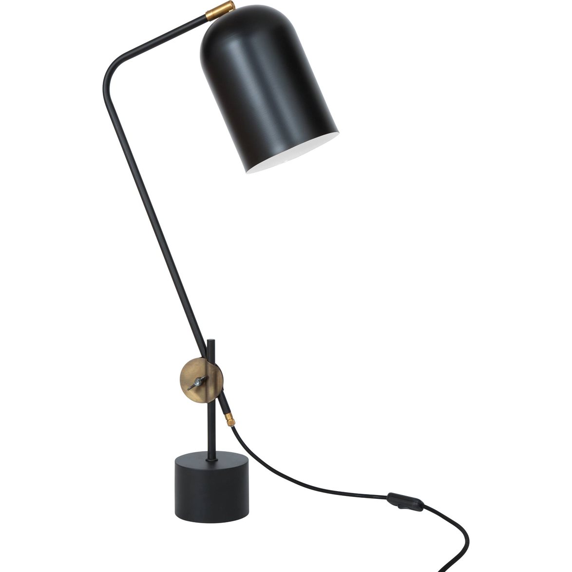 Knekt bordslampa, svart/råmässing