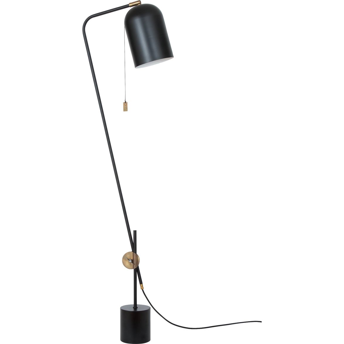 Knekt golvlampa, svart/råmässing 135cm