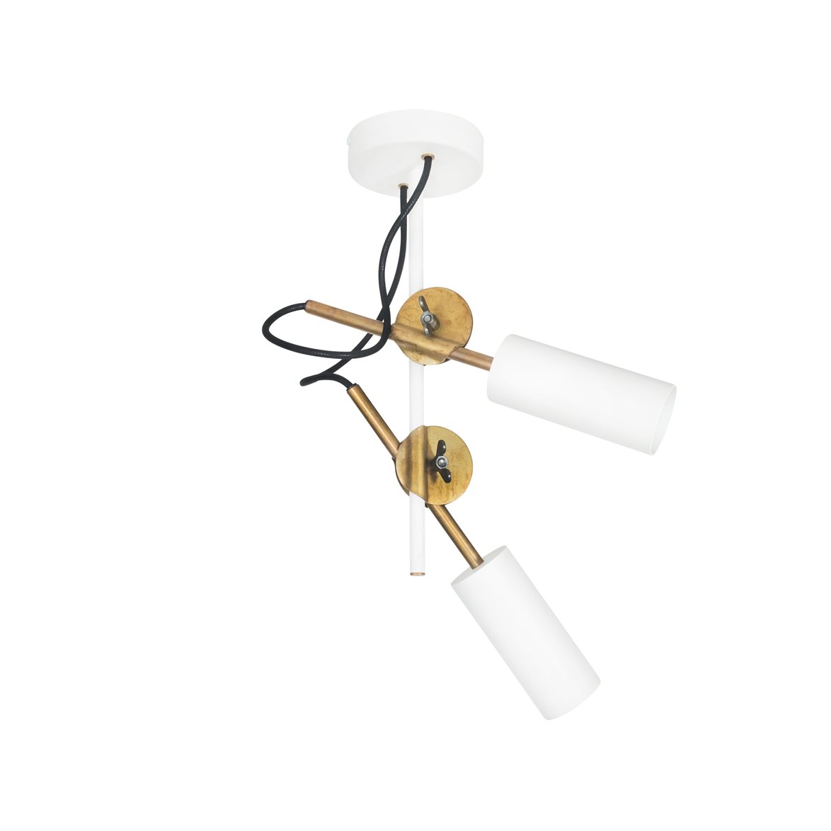 Stav spotlight 2-låg, vit/råmässing