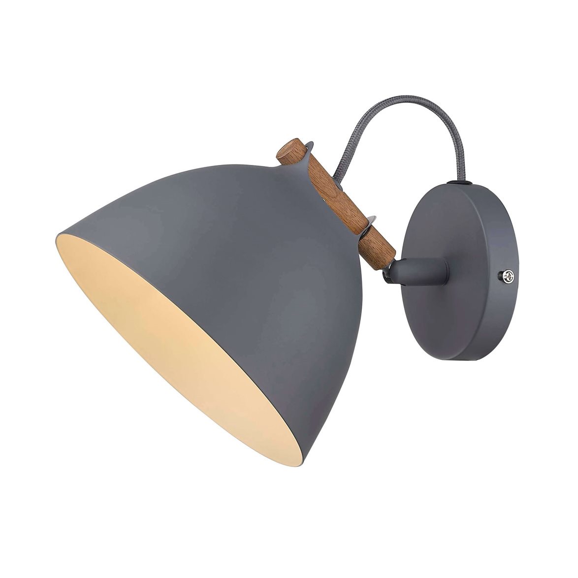 ÅRHUS vägglampa Ø18, Grå/trä