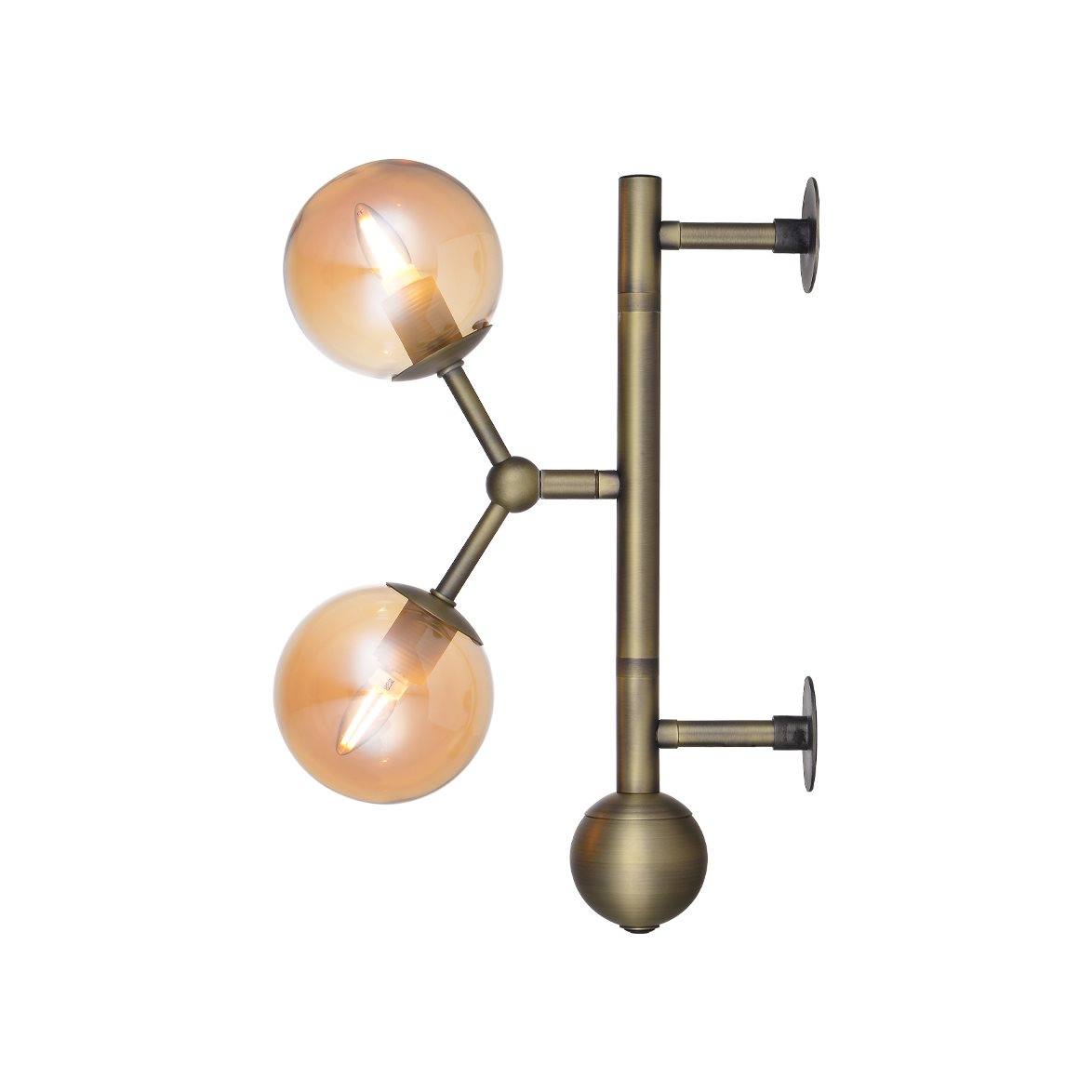 Atom vägglampa, amber/antik mässing