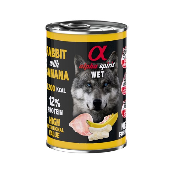Alpha Spirit Dog Wet Rabbit With Banana 400g
