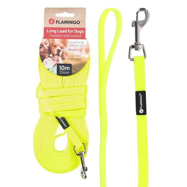Flamingo Spårlina Caspar biothane gul 1000cm 13mm