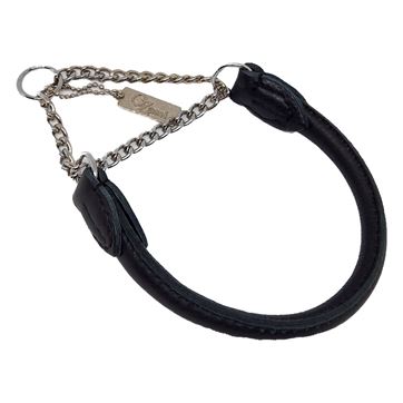 Ozami Hundhalsband rundsytt halvstryp svart läder 40cm