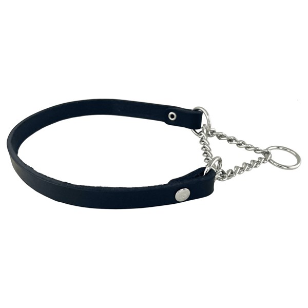 Alac Hundhalsband halvstryp svart läder 35cm