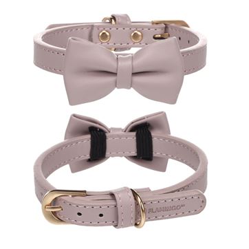 Flamingo Halsband Nela violett med rosett, konstläder, 24-30cm 15mm