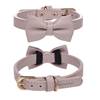 Flamingo Halsband Nela violett med rosett, konstläder, 24-30cm 15mm