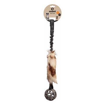 Ozami Play´N´tug handtag med konstpäls/gallerboll grå/brun 65cm