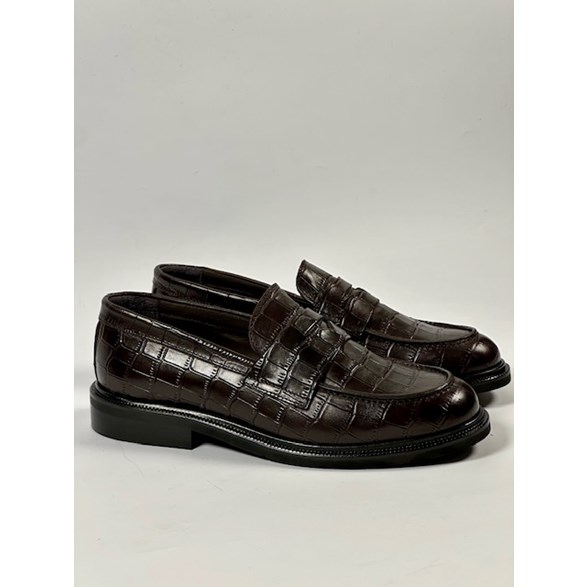 Sanna loafers brun pressat skinn