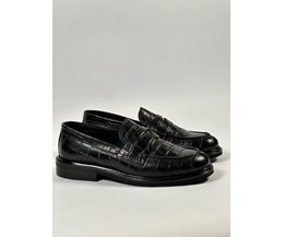 Sanna loafers svart pressat skinn