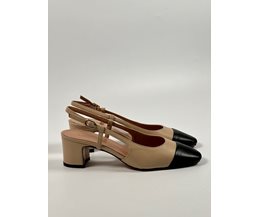 Ester slingback beige/svart skinn