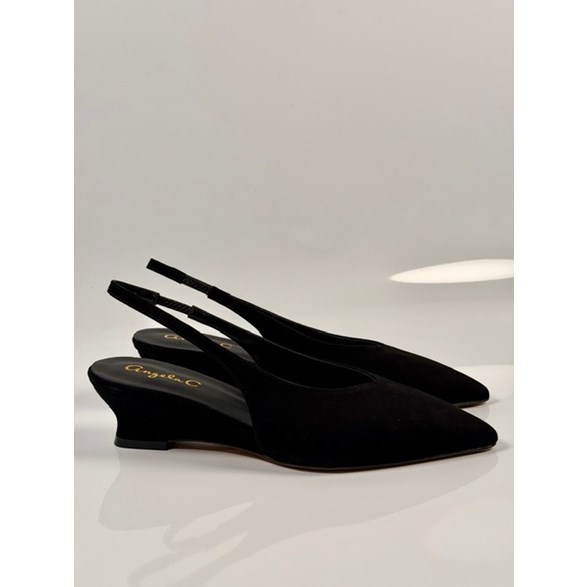 Gloria slingback svart mocka