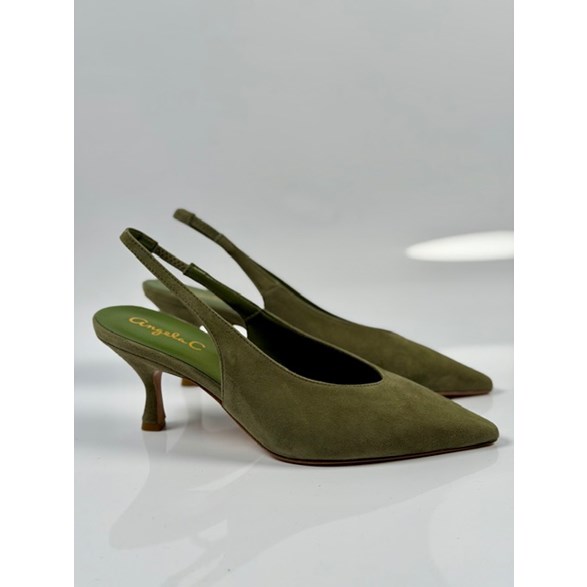 Matilde slingbacks grön mocka