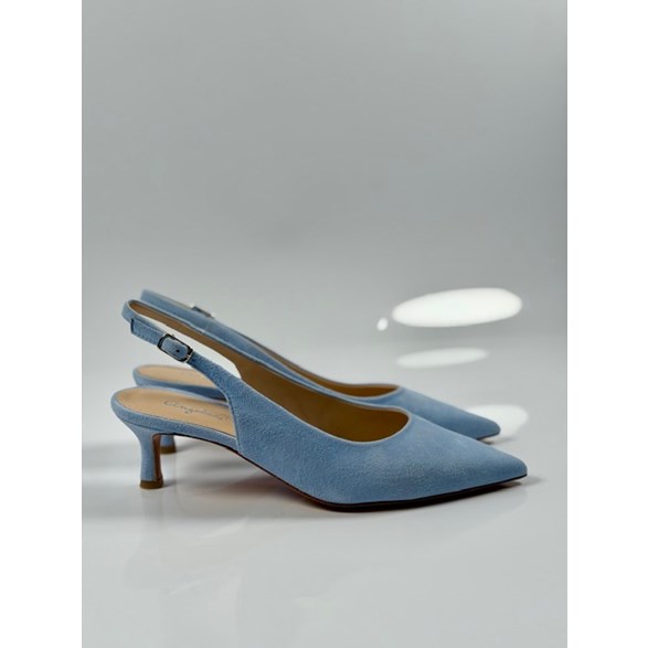 Ambra slingbacks ljusblå mocka