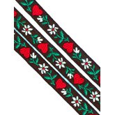 Hemslöjdsband Svart med hjärtan och blommor