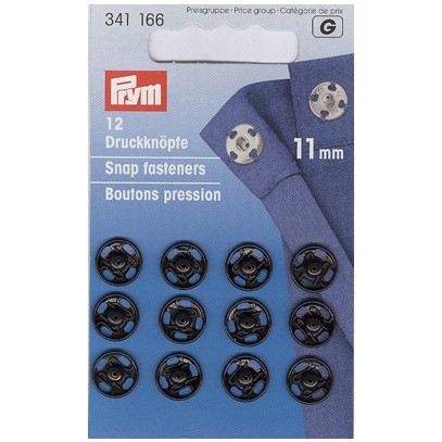 Tryckknapp 11 mm Svart