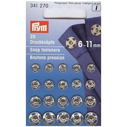 Tryckknapp 6 mm - 11 mm Silver