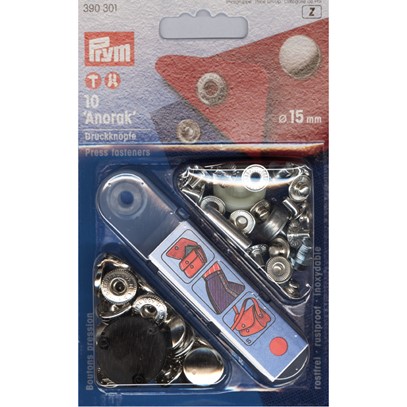 Tryckknapp 15 mm anorack