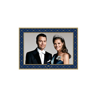 Victoria & Daniel förlovning halvbild blå ram