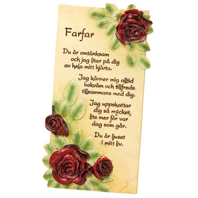 Stentavla med text Farfar