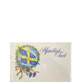 Hjärtligt Tack Flagga med rosett och blåklint